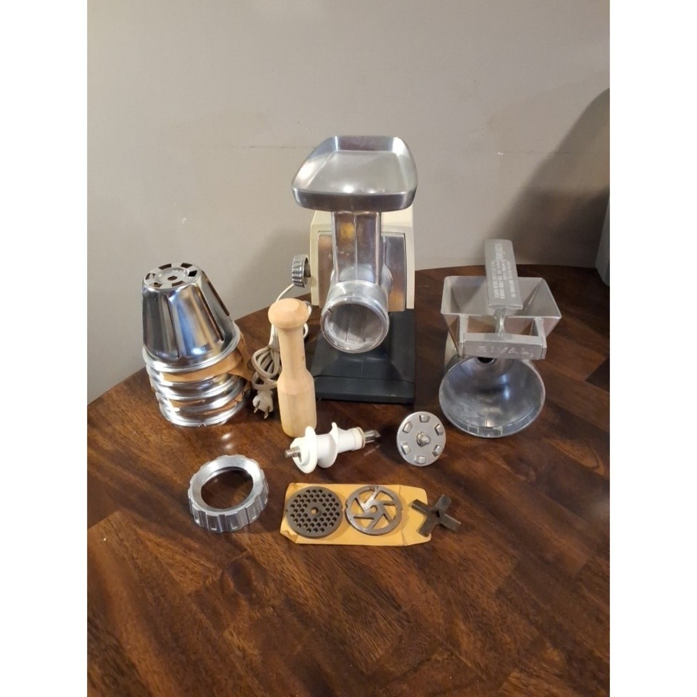 Vintage Rival Grind-O-Matic Meat Grinder. Model 2700 With Accessories. WORKS!